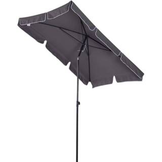 👉 Tuinparasol grijs staal polyester active Outsunny rechthoekig 180/m² 200 x 125 235 cm 4250871269686