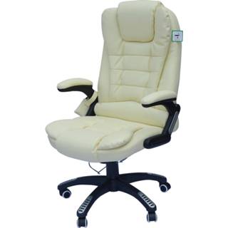 👉 Bureaustoel wit kunstleder active HOMCOM directie met massage- en warmtefunctie crème 4250871243143