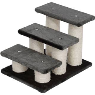 👉 Trap grijs active PawHut Huisdier trapje met 3 treden 45 x 35 34cm 6011603069022