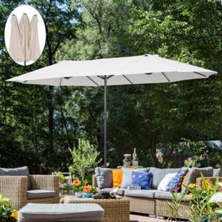 👉 Parasol active wit Outsunny Dubbele met slingerhandvat crème 460 x 270 240 cm 4250871273904