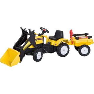 👉 Loopwagen zwart geel active HOMCOM tractor met frontlader en aanhanger zwart/geel 4250871252183