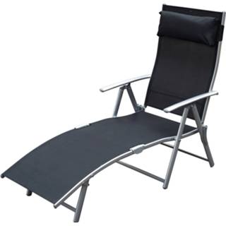 👉 Zwart active Outsunny Ligbed klapbaar met kussen 4250871247776