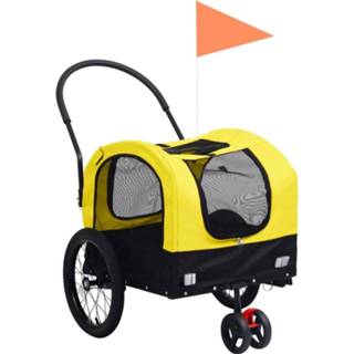 👉 Aanhanger geel zwart active VXL Huisdierenfietskar 2-in-1 loopwagen en 6011618528538