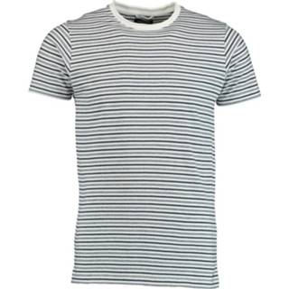 👉 Katoen l male blauw Dstrezzed Crew s/s the stripe jersey 202668/100 8718895432364