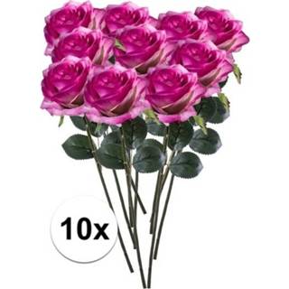 👉 10 x Paars/roze roos Simone 45 cm kunstplant steelbloem