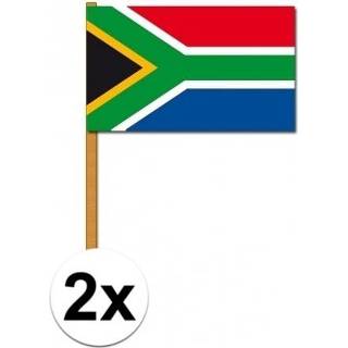 👉 Zwaaivlag active multi polyester 2x Luxe zwaaivlaggen Zuid Afrika 30 x 45 cm