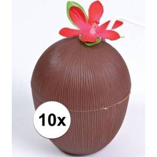 👉 10x Hawaii thema kokosnoot drinkbekers