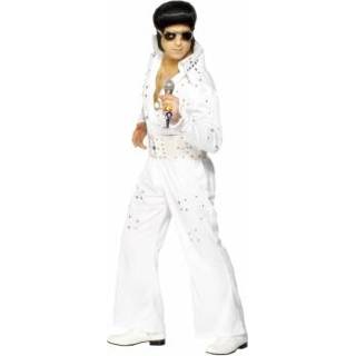 👉 Jumpsuit witte wit synthetisch mannen Elvis jumpsuits met glimmers