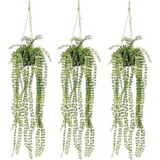 👉 Kunstplant groene active 3x ficus pumila kunstplanten 60 cm met pot