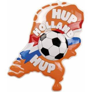 👉 1x Oranje wanddecoratie bord/ deurbord Hup Holland Hup - Oranje feest/ EK/ WK versiering artikelen