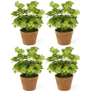 👉 Kunstplant groene 4x Kunstplanten klaver Trifolium in pot 25 cm