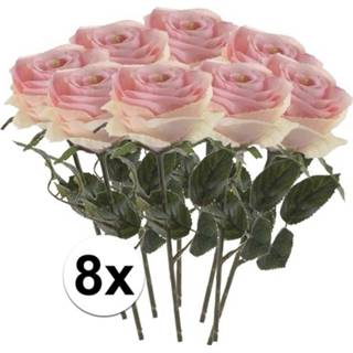 👉 Kunstbloem roze 8x Licht rozen Simone kunstbloemen 45 cm