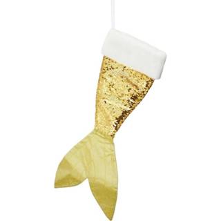 👉 Goud active witte Kerst decoratie sok goud/witte zeemeerminnenstaart 45 cm