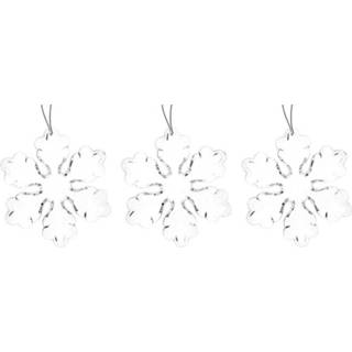 👉 Active transparante 3x Kerst hangdecoratie sneeuwvlok ijsbloemen 11 cm