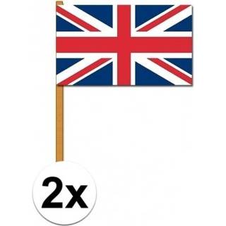 👉 Zwaaivlag 2x stuks Luxe zwaaivlaggen Engeland
