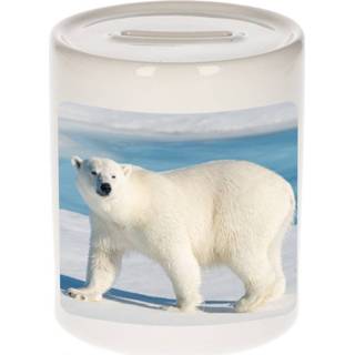 👉 Spaarpot active witte Foto ijsbeer 9 cm - Cadeau ijsberen liefhebber