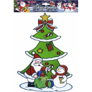👉 Decoratie sticker active Kerst stickers sneeuwpop/kerstman plaatjes 30 cm