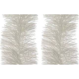 👉 Kerst boom active wit 2x lametta guirlande winter 10 cm breed x 270 kerstboom versiering/decoratie