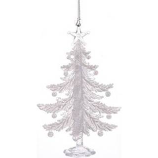 👉 Figuurtje acryl 1x Kersthangers figuurtjes iriserende kerstboom 13 cm