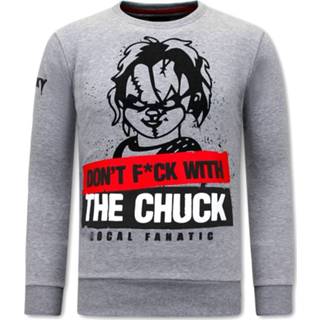 👉 Sweater polyester l truien male grijs Local Fanatic met print chucky 7435144356394 7435144356370 7435144356387