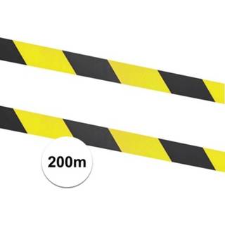 👉 Markeer lint active zwart geel 2 rollen markeerlint / afzetlint 100 meter geel/zwart