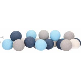 👉 Lichtsnoer wit grijs blauwe active met grijs/wit/blauwe Cotton Balls 378 cm