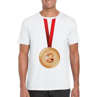 👉 Medaille wit active mannen Winnaar bronzen shirt heren