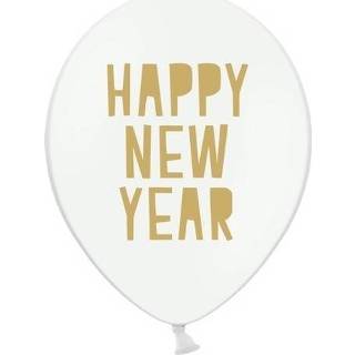 👉 Ballon witte volwassenen 6x Happy New Year ballonnen