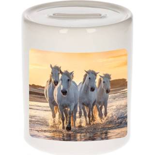 👉 Spaarpot active wit Foto paard 9 cm - Cadeau paarden liefhebber