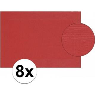 👉 8x Onderlegger rood gevlochten 45 x 30 cm