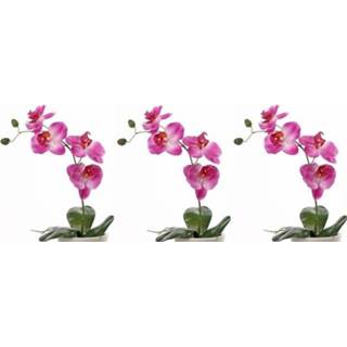 👉 3x Roze Orchidee/Phalaenopsis kunstplant 44 cm voor binnen