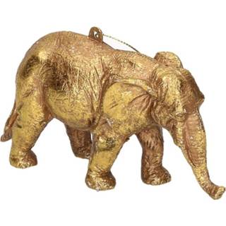 👉 Gouden active olifant kerstornamenten kersthangers 12 cm