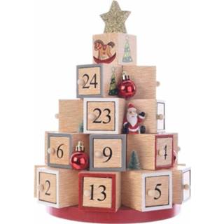 👉 Adventskalender active multi MDF hout Kerst decoratie kerstboom 28 cm