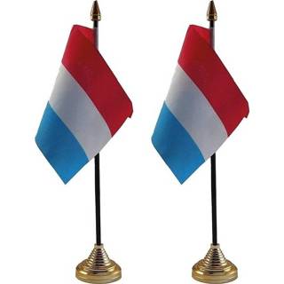 👉 2x Polyester Nederlandse vlag en standaard voor op bureau 10 x 15 cm