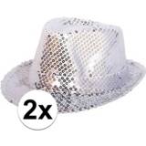 👉 2x Party hoedjes met zilveren pailletten
