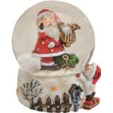 👉 Sneeuwbol active Decoratie kerstman met harp 6 x 4 cm