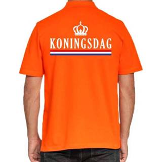 Shirt oranje active mannen Koningsdag polo t-shirt met kroontje voor heren