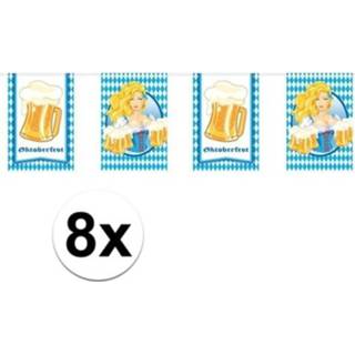 👉 8x Feestartikelen Oktoberfest vlaggenlijntje/slingertje 10 m