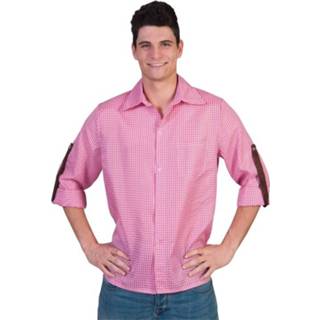 Roze geruit heren overhemd