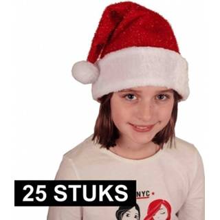 👉 Kerst muts active kinderen 50x Kinder Kerstmutsen met glitter
