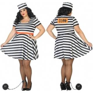 👉 Grote maten carnaval/feest boeven/gevangenen Bonnie verkleedoutfit jurkje voor dames