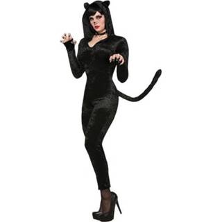 👉 Zwarte poezen/katten catsuit met staart en capuchon