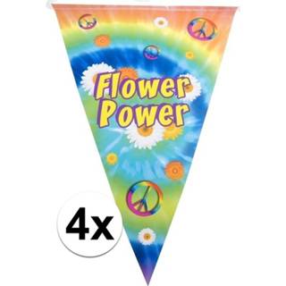 👉 4x Hippie feest vlaggenlijnen flower power 5 meter
