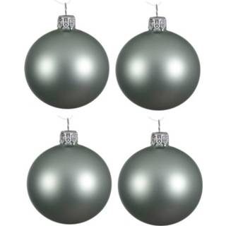 👉 Kerstbal active tgroen 4x Glazen kerstballen mat mintgroen 10 cm kerstboom versiering/decoratie