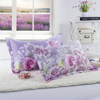 👉 Kussenslop purper polyester active Kussensloop van gebreid polyester, afmetingen: 48× 74 cm (per paar) (Love Flower Purple)