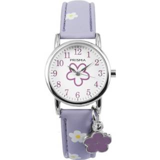 👉 Horloge paars kid meisjes Little Flower met Bloem Bedel