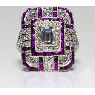 👉 Verlovingsring paars kristal active kleding vrouwen Luxe vierkante dames met kristallen zirkoon, ringmaat: 8 (paars)