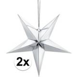 👉 Zilveren active 2x sterren kerstdecoratie 45 cm
