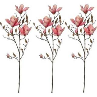 👉 3x Magnolia beverboom kunsttak roze 90 cm