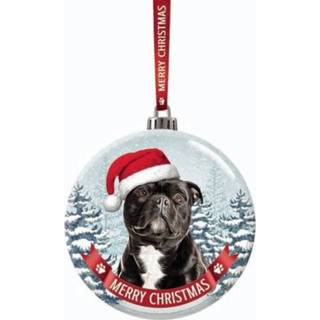 Kerstkado Fout dieren kerstbal 7 cm hond Staffordshire Bull Terrier